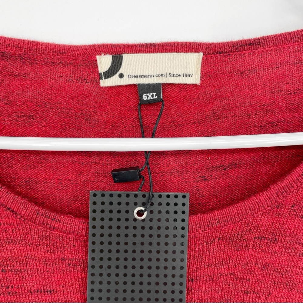 Dressmann Cotton Round Neck Sweater Heather Red Knit - Picture 3 of 6